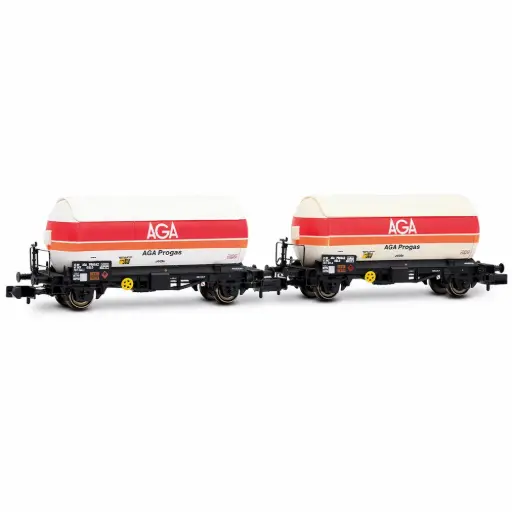 [HN6720] Coffret de 2 wagons citernes à gaz à 2 essieux, « AGA Progas » - Arnold HN6720 - N 1/160 - SNCF - Ep IV - 2R