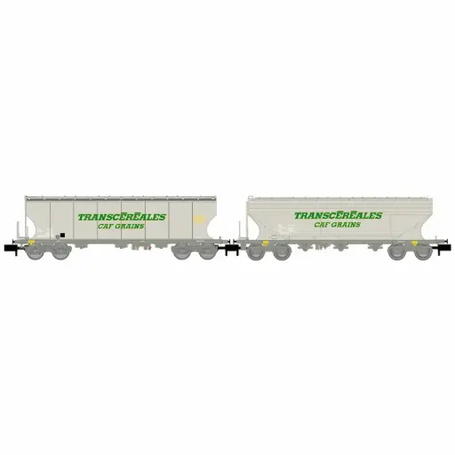 [HN6732] Coffret de 2 wagons trémies céréaliers « Transcéréales – CAF Grains », avec parois plates + bombées - Arnold HN6732 - N 1/160 - SNCF - Ep IV-V - 2R