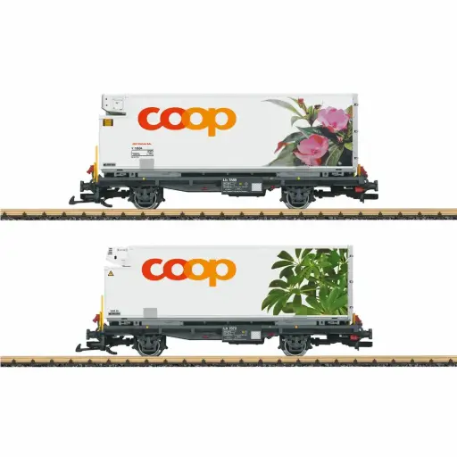 [LG45885] Coffret de 2 wagons porte-conteneurs “coop®“ - LGB 45885 - G 1/22,5 - RhB - Ep VI - 2R