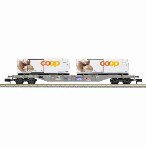 [TR15496] Wagon porte-conteneurs Sgns « coop® » - Minitrix 15496 - N 1/160 - SBB - Ep VI - 2R