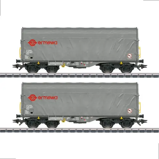 Wagon Bâché Court RENFE Gris - Échelle HO - Marque PIKO - Neuf