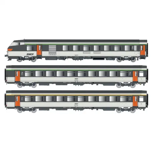 [LS41250DC] Rame réversible 3 voitures corail Rever Vu + VTu, livrée Corail d’origine, logo encadré - LS Models 41250DC - HO 1/87 - SNCF - Ep IV - 2R