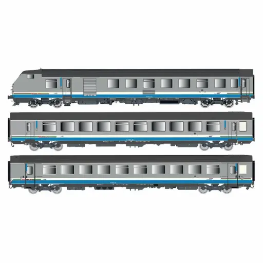 [LS41253DC] Rame réversible 3 voitures Corail Rever Vu + VTu, livrée TER Rhône-Alpes, logo Casquette - LS Models 41253DC - HO 1/87 - SNCF - Ep V - 2R
