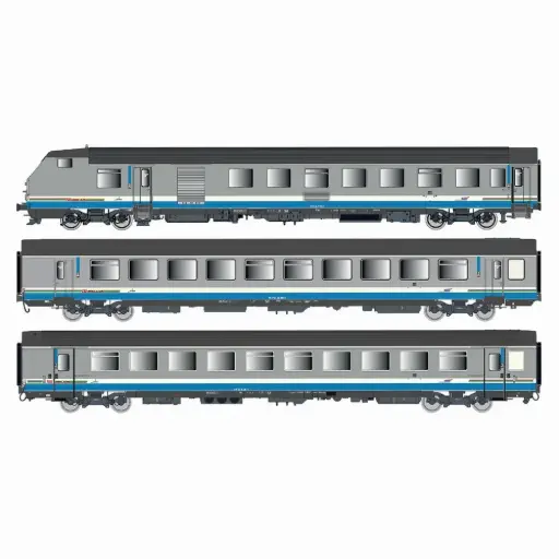 [LS41253AC] Rame réversible 3 voitures Corail Rever Vu + VTu, livrée TER Rhône-Alpes, logo Casquette - LS Models 41253AC - HO 1/87 - SNCF - Ep V - 3R 