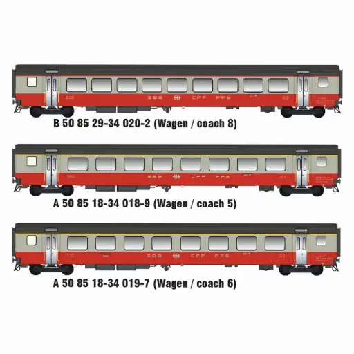 [MW2108-3DC] Coffret de 3 voitures voyageurs Swiss Express - Models World MW2108-3DC - HO 1/87 - SBB/CFF - Ep IV - 2R