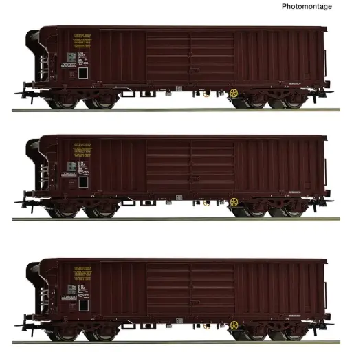 [RO6600285] Coffret de 3 wagons à toit roulant - Roco 6600285 - HO 1/87 - SNCF - Ep IV - 2R