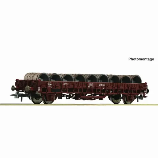 [RO6600300] Wagon plat type Klms chargé de bobines de fil métallique - Roco 6600300 - HO 1/87 - SNCF - Ep IV - 2R