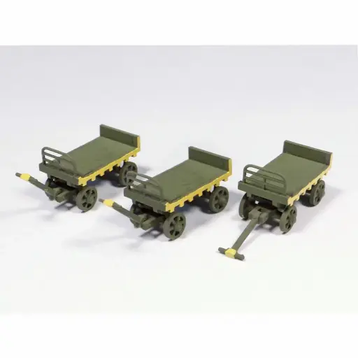 [REGAR052] 3 Chariots à bras (avec timon mobile) - Régions et compagnies GAR052 - HO 1/87