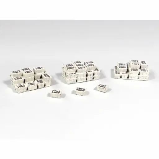 [REGAR055] 3 différents tas de bourriches d’huîtres + 3 bourriches isolées - Régions & Compagnies GAR055 - HO 1/87