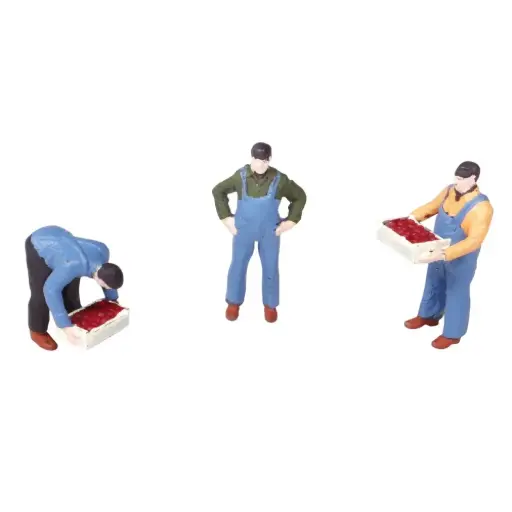 [REGAR058] 3 Manutentionnaires chargeant/déchargeant des cageots - Régions et compagnies GAR058 - HO 1/87