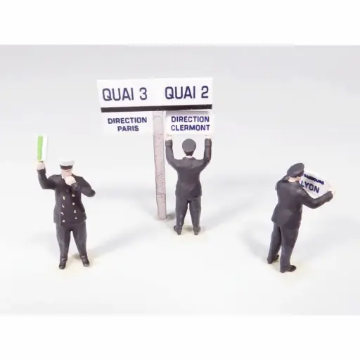 [REGAR070] 3 Agents de gare réglant la circulation des trains - Régions et compagnies GAR070 - HO 1/87