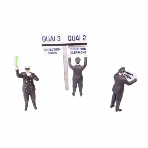 [REGAR070] 3 Agents de gare réglant la circulation des trains - Régions et compagnies GAR070 - HO 1/87