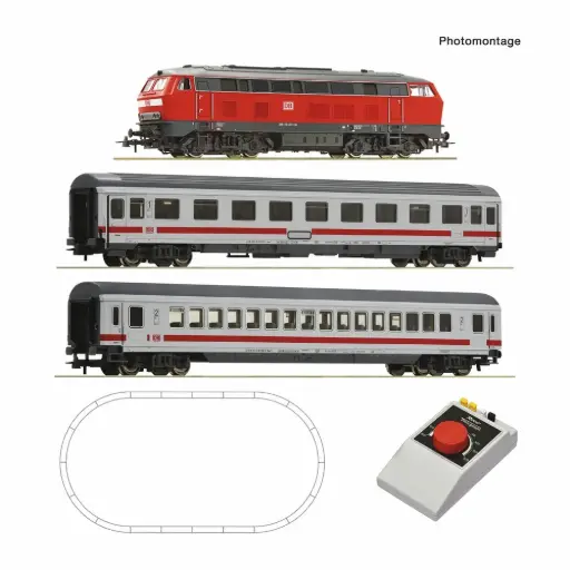 [RO5100016] Coffret de départ : Locomotive diesel BR 218 (GEOLINE) + 2 voitures voyageurs Intercity - Roco 5100016 - HO 1/87 - DB AG - Ep VI - Analogique - 2R