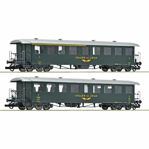 [RO6200198] Set de 2 voitures voyageurs Seetalbahn type AB et B "Vallée de Joux" BPr - Roco 6200198 - HO 1/87 - Privée - Ep IV-V - 2R