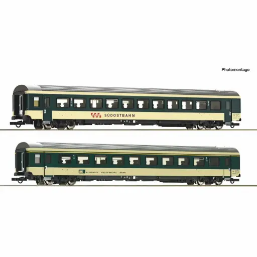 [RO6200213] Coffret de 2 voitures voyageurs « Voralpen-Express » - Roco 6200213 - HO 1/87 - SOB - Ep IV-V - 2R