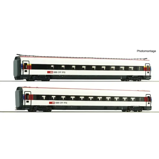 [RO7700037] Set de 2 voitures complémentaires ICN, CFF - Roco 7700037 - HO 1/87 - SBB - Ep VI - 2R