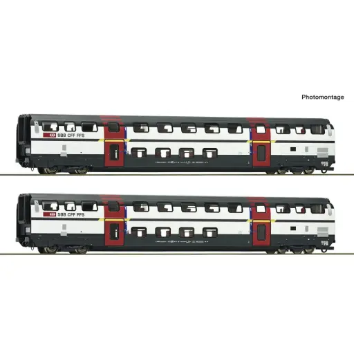 [RO6200215] Coffret de 2 voitures à deux niveaux 1ère classe - Roco 6200215 - HO 1/87 - SBB - Ep V-VI - 2R