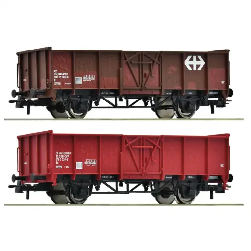 [RO77034] Coffret de 2 wagons de marchandises ouverts - Roco 77034 - HO 1/87 - SBB - Ep IV-V - 2R
