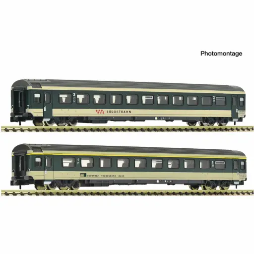 [FL6260096] Set de 2 voitures voyageurs « Voralpen-Express » SOB/BT - Fleischmann 6260096 - N 1/160 - Privée - Ep IV-V - 2R