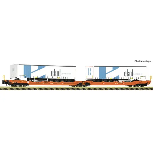 [FL6660104] Wagon porte-remorques articulé à double poche T3000e, Wascosa - Fleischmann 6660104 - N 1/160 - DB AG - Ep VI - 2R