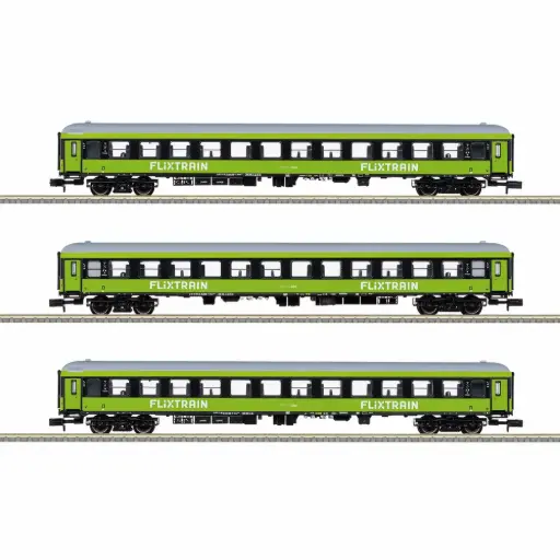 [TR15462] Coffret de 3 voitures voyageurs pour train express FLIXTRAIN - Minitrix 15462 - N 1/160 - Privée - Ep VI - 2R