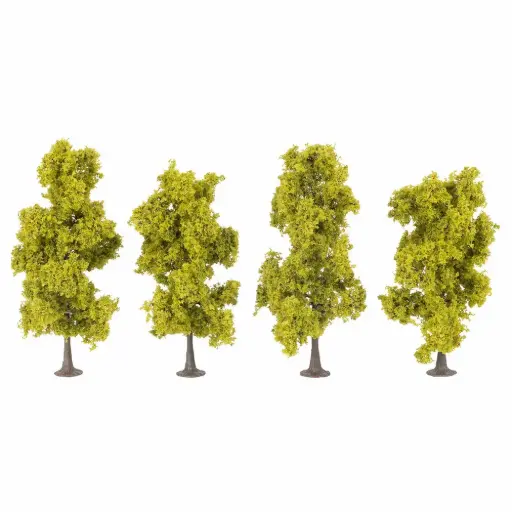 [FA181579] 4 Arbres à feuilles caduques, vert clair - Faller 181579 - 90-110 mm