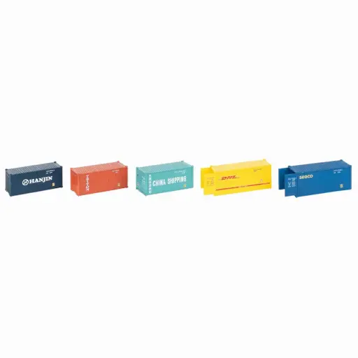 [FA182057] Conteneur de 20 pieds, lot de 5 - Faller 182057 - HO 1/87