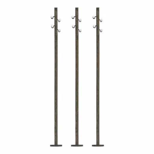 [BU1754] 3 Mâts en bois pour lignes électriques - Busch 1754 - HO 1/87