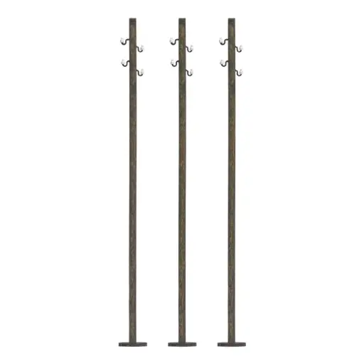 [BU8954] 3 Mâts en bois pour lignes électriques - Busch 8954 - TT 1/120