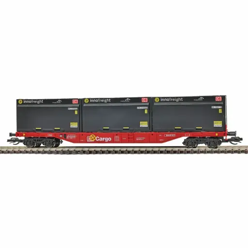 [BU31100] Wagon porte-conteneurs Sgns 691 avec conteneurs à copeaux de bois - Busch 31100 - TT 1/120 - DB - Ep VI