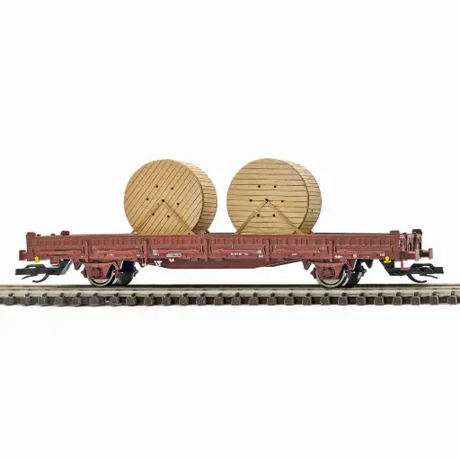 [BU31519] Wagon plat avec ranchers type Ks/tambour de câble Busch 31519 - TT 1/120 - DR - Ep IV