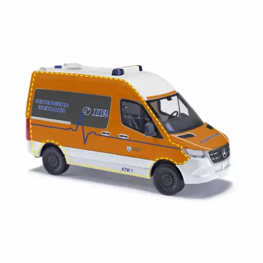 [BU54061] Mercedes-Benz Sprinter à empattement court et toit surélevé, Service d'incendie d'Iserlohn - Busch 54061 - HO 1/87