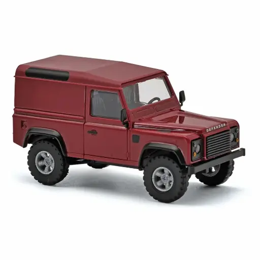 [BU54357] Land Rover Defender 90 fourgonnette, rouge - Busch 54357 - HO 1/87