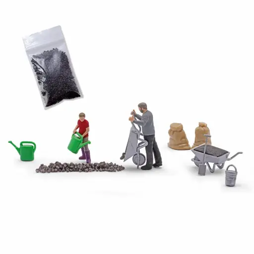 [BU79942] Scène charbons chauds avec 2 figurines - Busch 79942 - HO 1/87