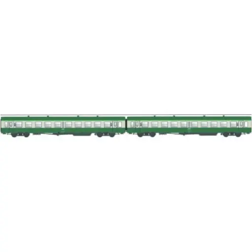 [LS40035] Set de 2 voitures voyageurs USI livrée verte/grise B10t U61 logo encadré blanc - Models World 40035 - HO 1/87 - SNCF - Ep IV - 2R