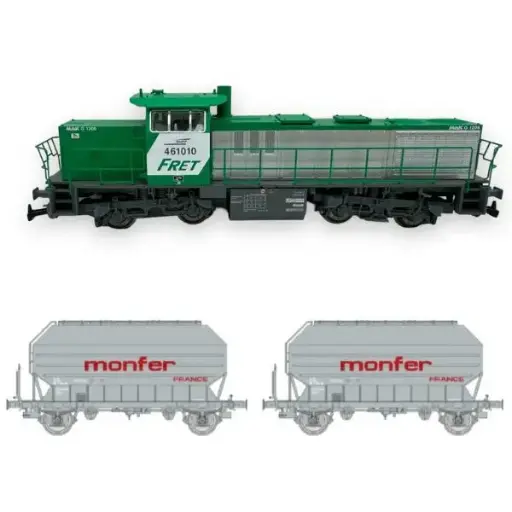 [PACK-EP6-PI97801CER] Pack HO Époque IV–V – Diesel G 1206 + 2 wagons céréaliers Frangeco (rame fret)