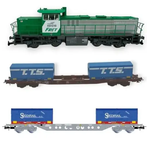 [PACK-EP6-PI97801PC] Pack HO Époque V – Diesel G 1206 + rame intermodale (Novatrans + S70 porte-conteneurs)