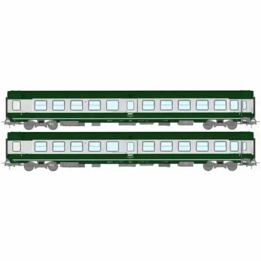 [REJM047] Set de 2 voitures « Ambulance SO » vert garrigue et gris béton avec logo encadré blanc - Ree Modèles JM047 - HO 1/87 - SNCF - Ep IV-V - 2R