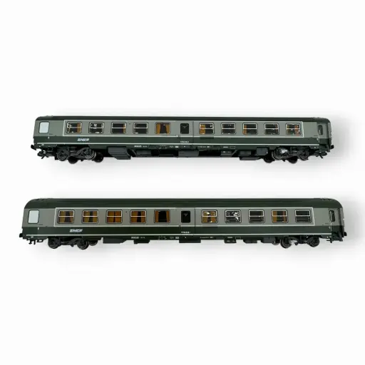 [REJM049] Set de 2 voitures « Ambulance SO » vert garrigue et gris béton avec logo nouille - Ree Modèles JM049 - HO 1/87 - SNCF - Ep IV-V - 2R