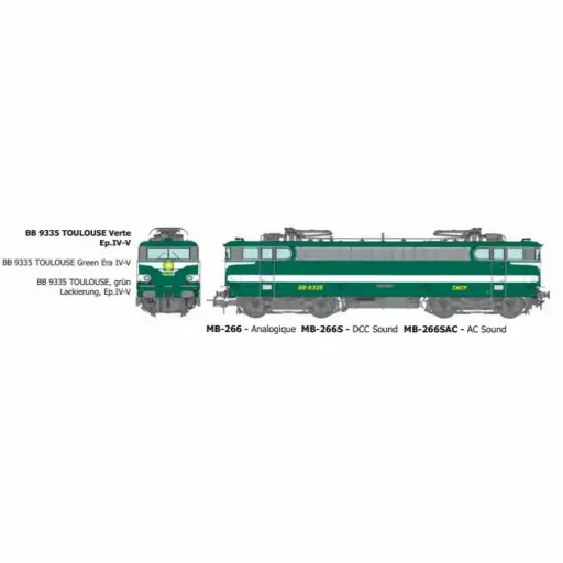 [REMB266SAC] Locomotive électrique BB 9335, livrée verte, dépôt de Toulouse - Ree Modèles MB266SAC - HO 1/87 - SNCF - Ep IV-V - Digital sound - 3R 