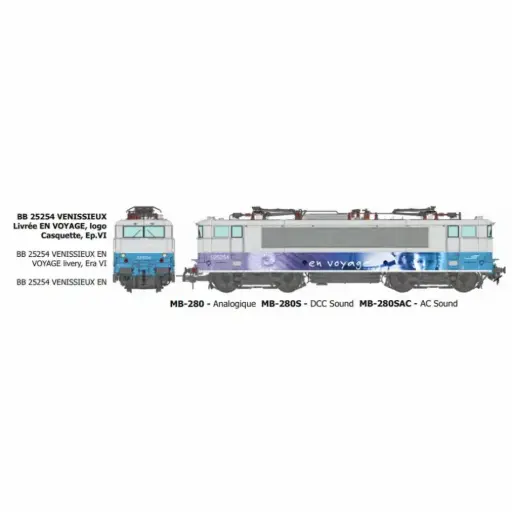 [REMB280SAC] Locomotive électrique BB 25254 livrée "En Voyage" et logo casquette, dépôt de Vénissieux - Ree Modèles MB280SAC - HO 1/87 - SNCF - Ep VI - Digital sound - 3R
