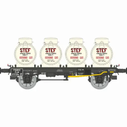 [REWB954] Wagon plat + 4 conteneurs citerne à lait « STEF » - Ree Modèles WB954 - HO 1/87 - PLM - Ep II - 2R