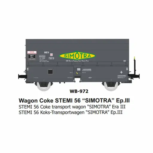[REWB972] Wagon coke STEMI 56 “SIMOTRA” - Ree Modèles WB972 - HO 1/87 - SNCF - Ep III - 2R