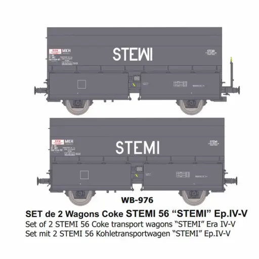 [REWB976] Set de 2 wagons cokes STEMI 56 “STEMI” - Ree Modèles WB976 - HO 1/87 - SNCF - Ep IV-V - 2R