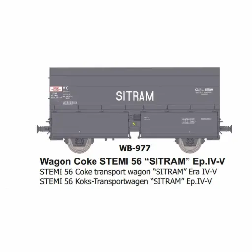 [REWB977] Wagon coke STEMI 56 “SITRAM” - Ree Modèles WB977 - HO 1/87 - SNCF - Ep IV-V - 2R