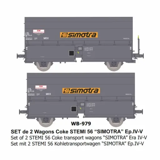 [REWB979] Set de 2 wagons cokes STEMI 56 “SIMOTRA” - Ree Modèles WB979 - HO 1/87 - SNCF - Ep IV-V - 2R