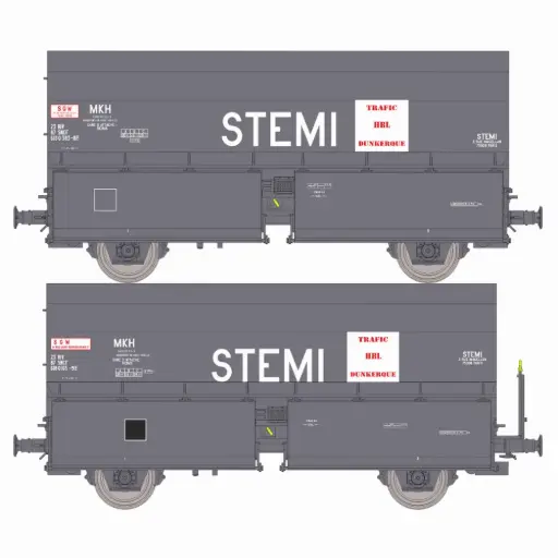 [REWB981] Set de 2 wagons cokes STEMI 56 “STEMI-HBL” - Ree Modèles WB981 - HO 1/87 - SNCF - Ep V - 2R