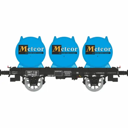 [REWB996] Wagon plat OCEM 19 + 3 conteneurs citerne à bière « METEOR » - Ree Modèles WB996 - HO 1/87 - SNCF - Ep III - 2R