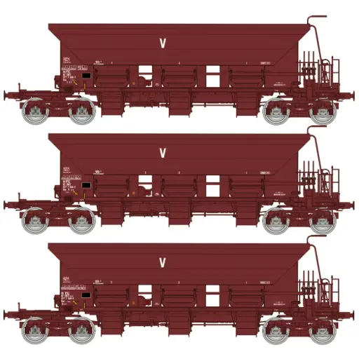 [REWB1021] Coffret de 3 wagons trémies à ballast T1 Uas V de l’équipement - Ree Modèles WB1021 - HO 1/87 - SNCF - Ep IV-V - 2R