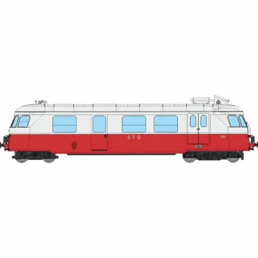 [REVM058] Autorail diesel Billard A80 D1 à caisse étroite N°705, 1 phare, rouge/gris perle - Ree Modèles VM058 - HOm 1/87 - CFD - Ep III - Analogique - 2R